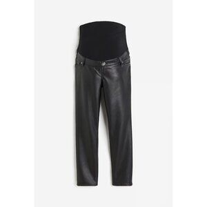 H & M Mama Maternity Womens Size XL Coated Faux Leather Vegan Pants in Black $59
